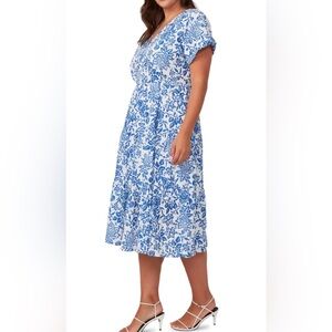 Estelle Cote Dazur Embroidered Midi Dress 1X 2X Eyelet Floral Summer Cotton